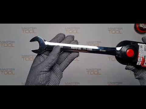 Ключ ріжково-накидний YATO з тріщаткою : CrV, М= 19 мм, L= 245 мм [10/50/100]