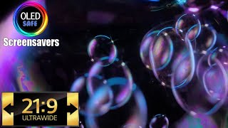 21:9 Ultrawide Bubbles 2 Screensaver - Blue Color - 10 Hours - 4K - OLED Safe