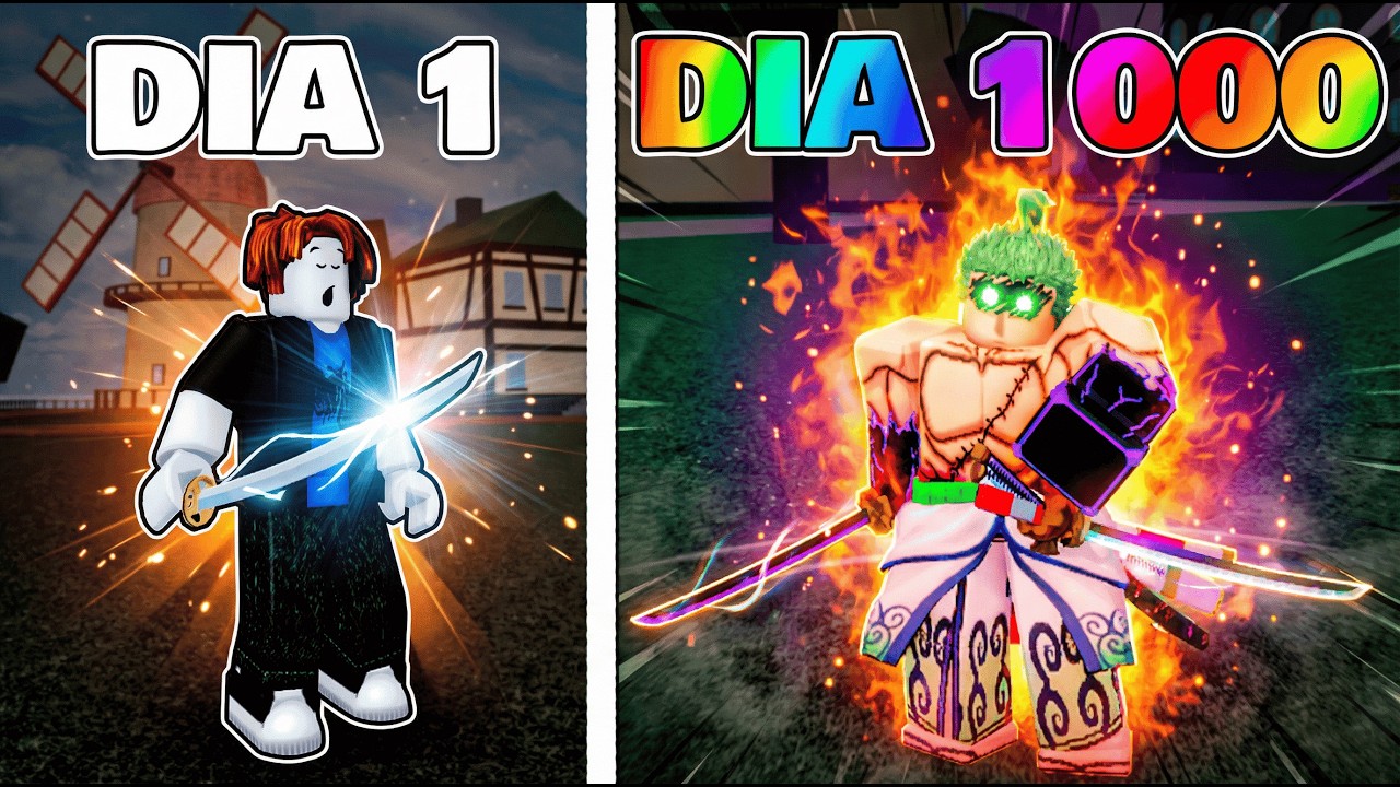 PASSEI 1000 DIAS COMO ESPADACHIM no BLOX FRUITS!!