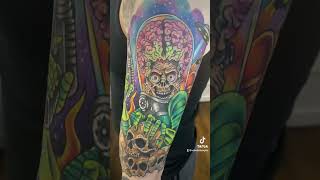 Mars Attacks Cover Up Tattoo By Mandy Snyder- Ann Arbor, Michigan- Lucky Monkey Tattoo Ritual.