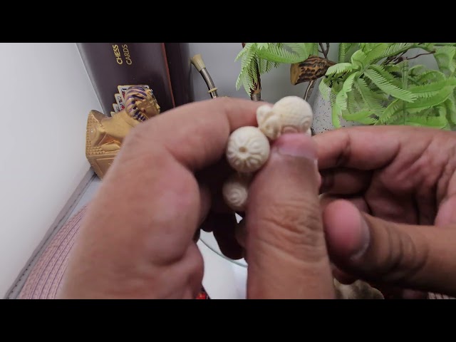 سبحة عاج ناب الفيل الطبيعي (نقش)- يوجد مقطع فيديو