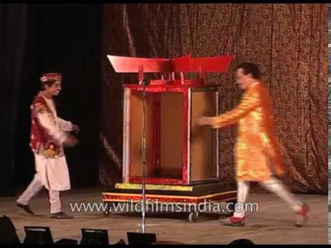 Indian magician, P C Sarkar Jr. shows his famous magic trick, ' The Golden Light'