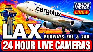 🔴LIVE 24/7 LAX Airport Action Runways 25L & 25R | LIVE Plane Spotting with ATC!