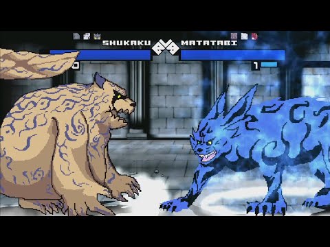 SHUKAKU, ISOBU, KOKUO, e CHOUMEI vs MATATABI, SON GOKU, SAIKEN e GYUUKI - Naruto Mugen