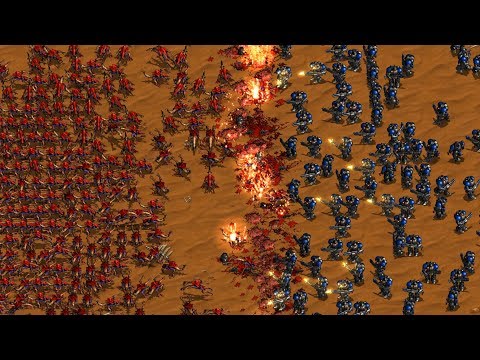 2000 ZERGLINGS vs 750 MARINES - StarCraft Remastered MASSIVE Battle