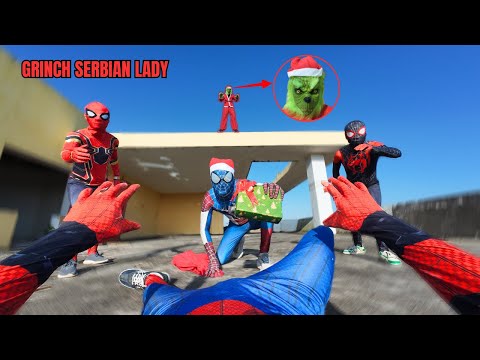 Team Spider-Man Chases GRINCH Serbian Dancing for Stealing a Gift Bag on Christmas Day (Action POV)