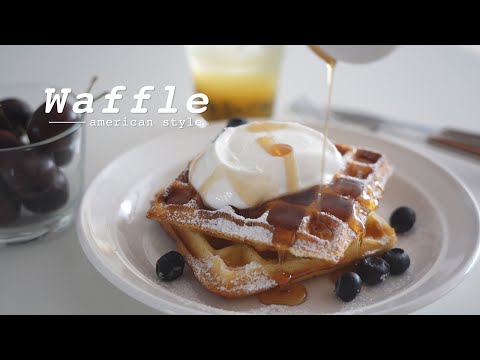 SUB)노오븐베이킹: 홈메이드 와플, 아메리칸와플만들기, 겉바속촉~  Perfect Homemade Waffle [우미스베이킹:umi's baking]