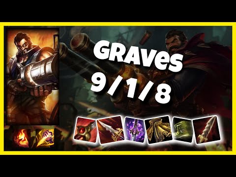 NA Challenger Graves JUNGLE (9/1/8) vs KINDRED Gameplay Replay - Patch 10.18