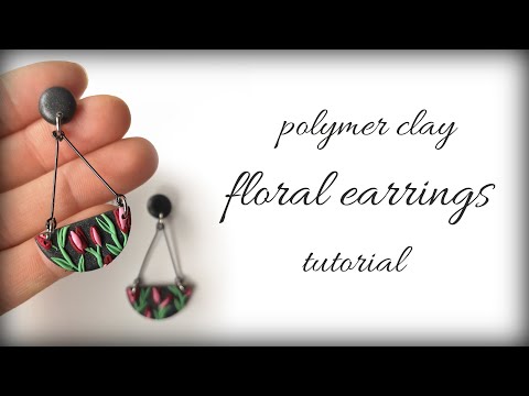 How to make polymer clay flower earrings / Polymer clay floral earrings tutorial