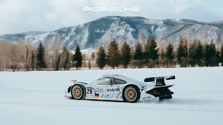 The GT1-98 tearing up the ice at the F.A.T. Ice Race in Aspen