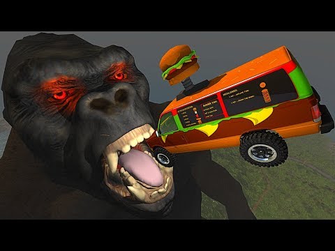 BeamNG.drive - Cars Jumping into Mouth of KING KONG Gorilla