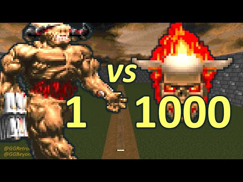 Cyberdemon vs 1000 Lost Souls - Monster Infighting - Doom Retro Battles