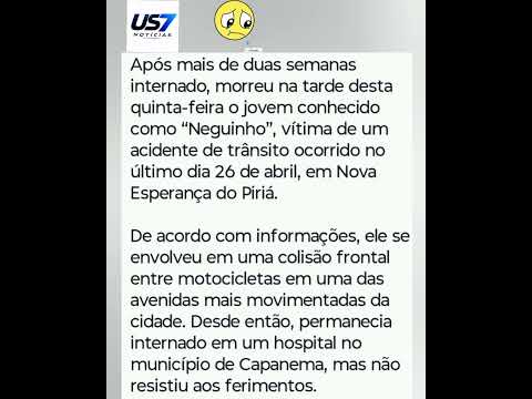 Jovem que sofreu acidente em Nova Esperança do Piriá,no Pará,morre após 15 dias internado.