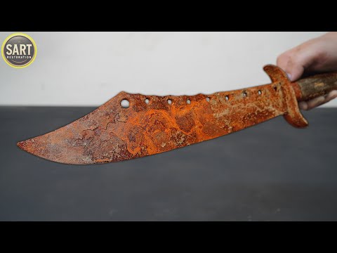 Restoration Rare Old Rusted Survival Machete  – From Rust to Razor Sharp