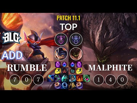 BLG ADD Rumble vs Malphite Top - KR Patch 11.1