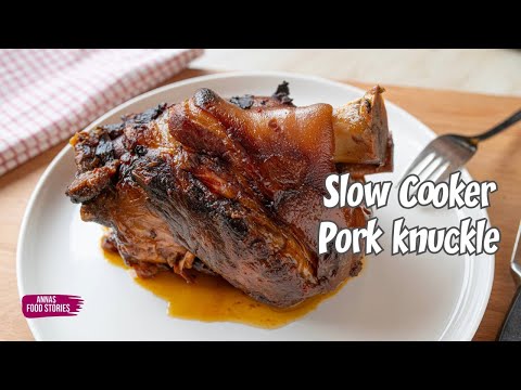 Slow Cooker Pork Knuckle with delicious sauce -  easy homemade dinner recipe