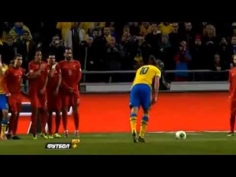 Zlatan Ibrahimovic Free Kick Goal vs Portugal  Sweden vs Portugal 2 1  HD 19 11 2013
