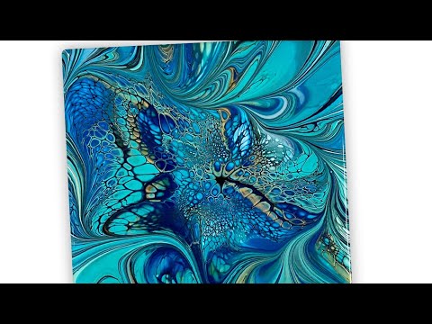 (1331) Awesome Turquoise Modified Bloom Technique, Acrylic Paint Pouring