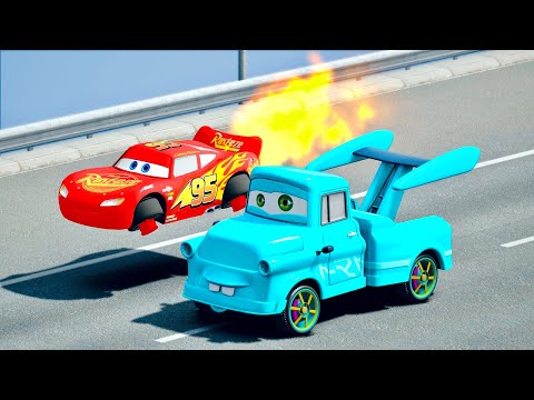 Lightning McQueen Spacecraft vs Mater Tokyo Drift - Drag Race 20 KM