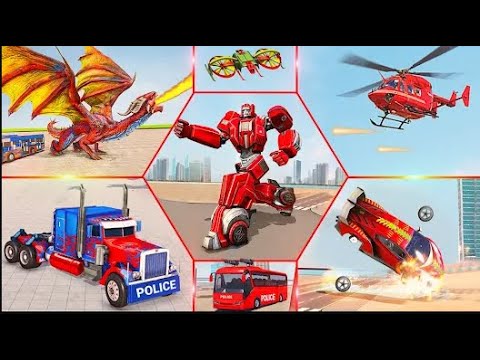 dragon robot car game -robot game | dragon robot police car game -2