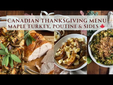 Canadian Thanksgiving Feast 🇨🇦🍗 Maple Glazed Turkey, Mushroom Stuffing & Poutine Potatoes