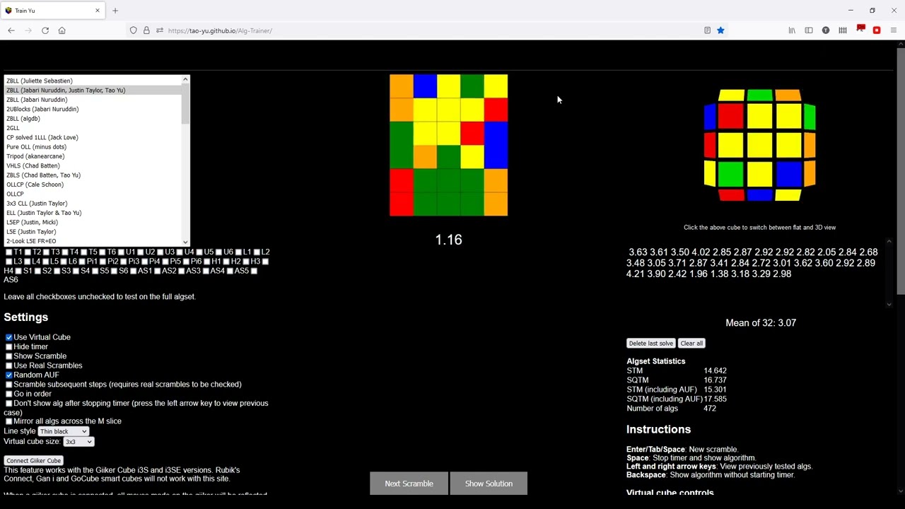 ZBLL average of 50 in 3 minutes