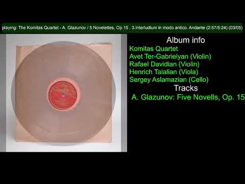 The Komitas Quartet. A. Glazunov: Five Novells, Op. 15. Vinyl 1953 year, 78 RPM
