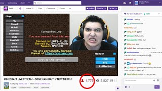 Getting Twitch Streamer BANNED for HACKING AGAIN on my Minecraft server LIVE..