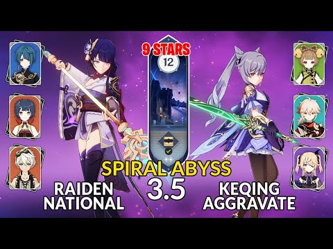 NEW 3.5 Spiral Abyss!│Raiden National & Keqing Aggravate | Floor 12 - 9 Stars | Genshin Impact