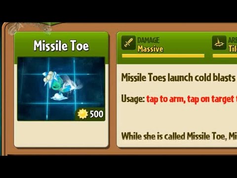 Plants vs Zombies 2 - Missile Toe in Almanac and New Attacking Effect of Spikeweed