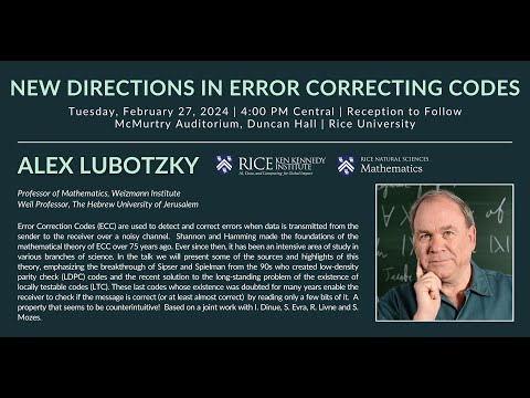 Alex Lubotzky - New Directions in Error Correcting Codes