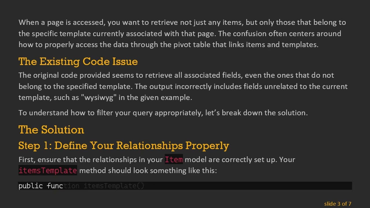 How to Retrieve Items Related to a Template Using Laravel Pivot Tables