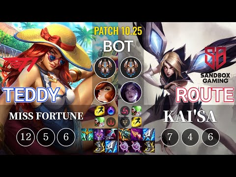 T1 Teddy Miss Fortune vs SB Route Kai'Sa Bot - KR Patch 10.25