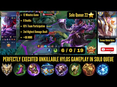 UNKILLABLE HYLOS PERFECT GAMEPLAY WITH ZERO DEATHS AND MONSTER KDA 6/0/19 + 82 MMR IN 12 MINS GAME