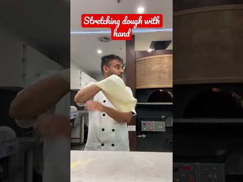 Before vs. after !! Stretching pizza dough by hand ✋ 🍕🍕❤️