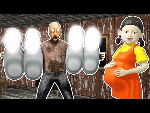 Pregnant Squid Doll vs Mini Grannies vs Grandpa in Granny House