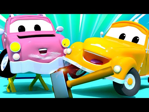 Tegljač Tom u Auto Gradu 🚗  Special za Povratak u Školu -  Sudar Bebe Pickle - Crtići sa autima