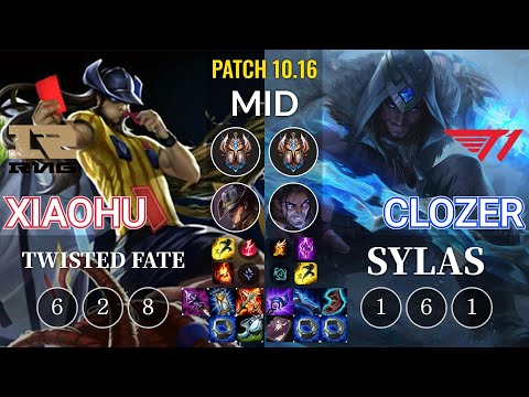 RNG Xiaohu Twisted Fate vs T1 Clozer Sylas Mid - KR Patch 10.16