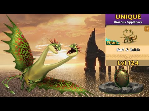 Barf & Belch Max Level 124 Titan Mode - Unique Hideous Zippleback - Dragons:Rise of Berk
