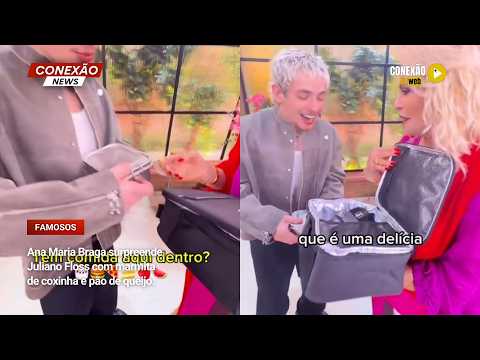 Vídeo: Ana Maria Braga surpreende Juliano Floss com marmita de coxinha e pão de queijo.