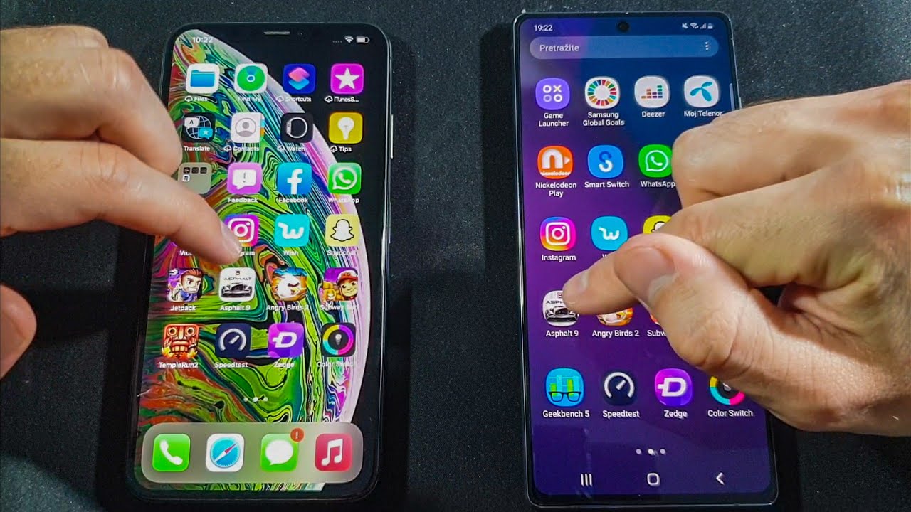 Iphone XS Max vs Samsung Note 20 Comparison Speed Test