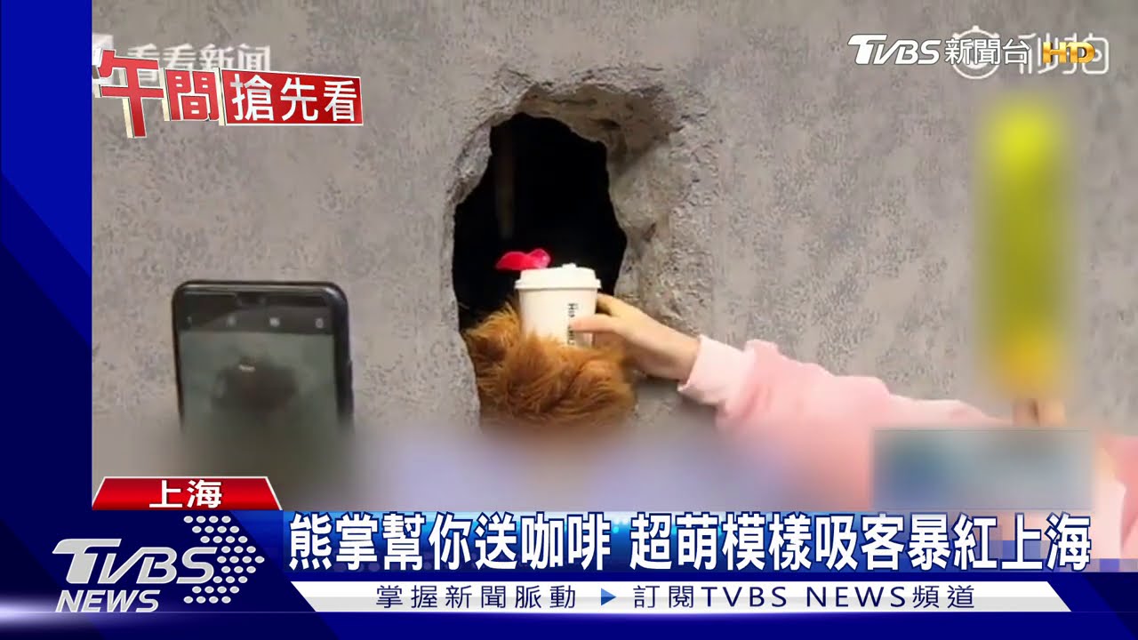 熊掌幫你送咖啡 超萌模樣吸客暴紅上海