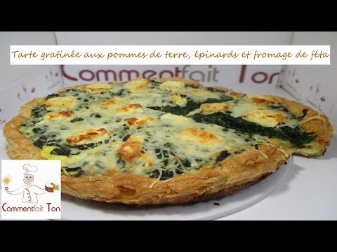 Tarte gratinée aux pommes de terre, épinards et fromage de féta