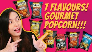Review! 7 UNIQUE gourmet popcorn flavours from MyEureka! // Snacks Reveal