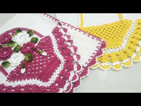 barrado de pano de prato cesta com aplicação de flores 1 parte passo a passo