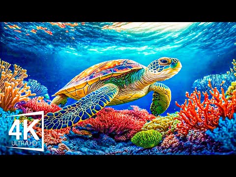 Turtle Paradise 4K ULTRA HD 🐢- Coral Reefs and Colorful Sea Life - Relaxing Music