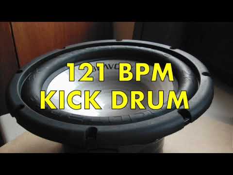 121 BPM Kick Drum Metronome, 121BPM Bass Drum Thump, 4 on the Floor Kick, 121 Beats Per Minute Bombo