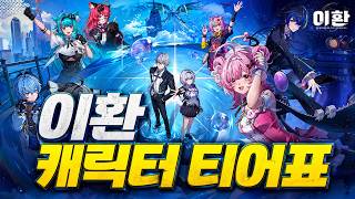1.0 전반 캐릭터 티어표