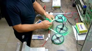 COMO CONECTAR UNA TIRA DE LED o VARIOS METROS FACIL y RAPIDO