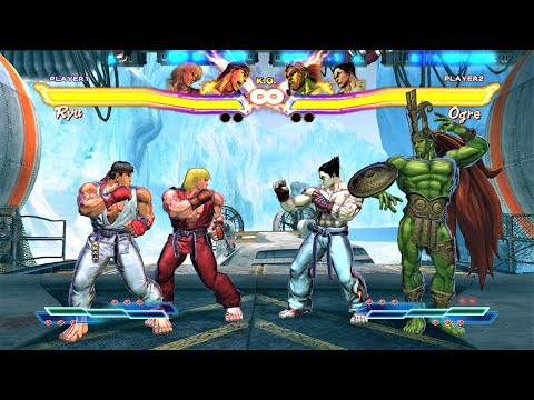 Ryu & Ken vs Ogre & Kazuya (Hardest AI) - Street Fighter X Tekken